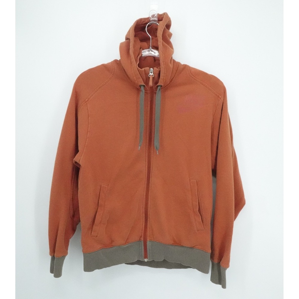 Nike Hoodie Mens M Burnt‎ Orange Full Zip Fleece Athletic Casual Ribbed Trim - Picture 2 of 10